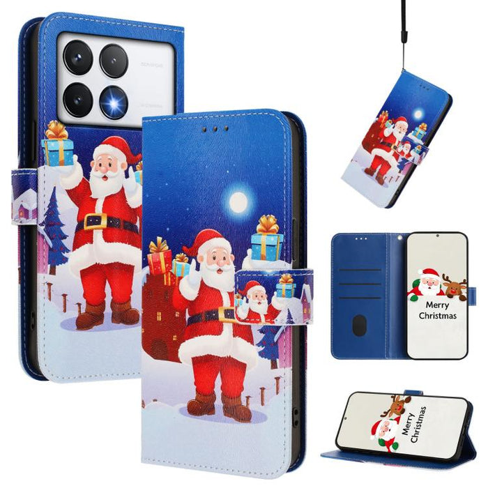 Funda para teléfono de piel con hebilla de la serie navideña y correa de mano., For Xiaomi 15T Pro 5G, For Xiaomi 15T 5G, For Xiaomi 15S Pro 5G, For Xiaomi Poco F7 / Redmi Turbo 4 Pro, For Xiaomi Poco F7 Ultra / Redmi K80 Pro                           ...
