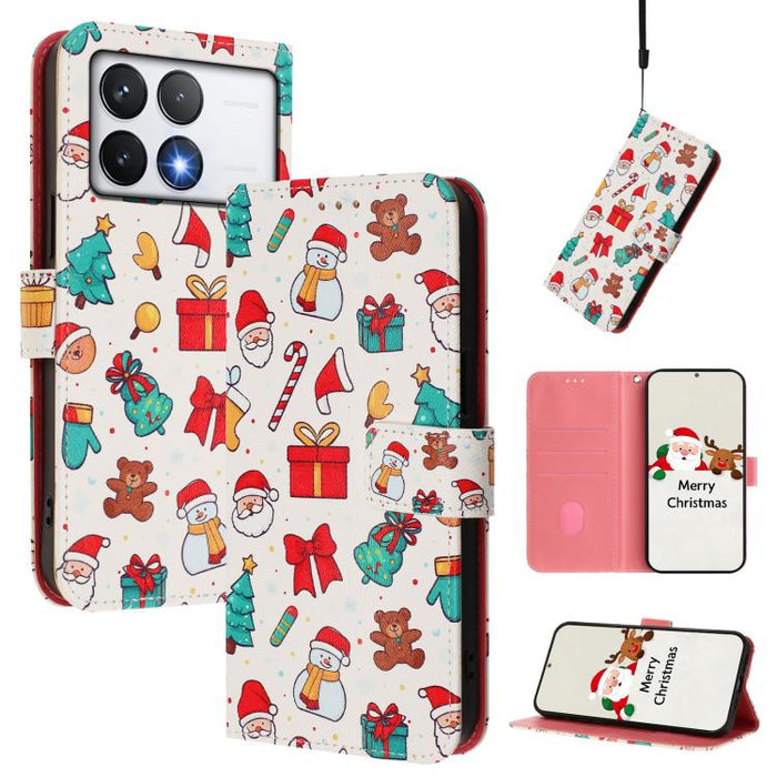 Funda para teléfono de piel con hebilla de la serie navideña y correa de mano., For Xiaomi 15T Pro 5G, For Xiaomi 15T 5G, For Xiaomi 15S Pro 5G, For Xiaomi Poco F7 / Redmi Turbo 4 Pro, For Xiaomi Poco F7 Ultra / Redmi K80 Pro                           ...