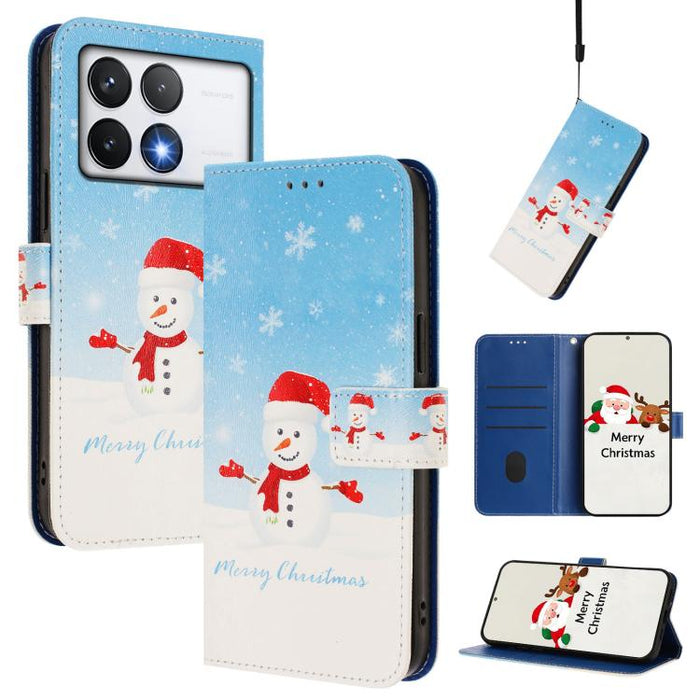 Funda para teléfono de piel con hebilla de la serie navideña y correa de mano., For Xiaomi 15T Pro 5G, For Xiaomi 15T 5G, For Xiaomi 15S Pro 5G, For Xiaomi Poco F7 / Redmi Turbo 4 Pro, For Xiaomi Poco F7 Ultra / Redmi K80 Pro                           ...