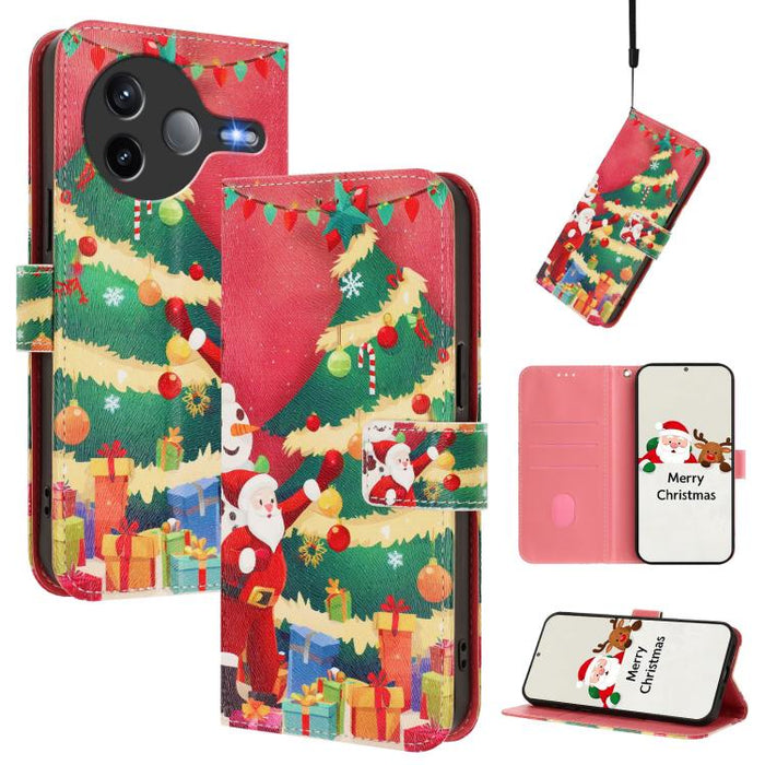Funda para teléfono de piel con hebilla de la serie navideña y correa de mano., For Xiaomi 15T Pro 5G, For Xiaomi 15T 5G, For Xiaomi 15S Pro 5G, For Xiaomi Poco F7 / Redmi Turbo 4 Pro, For Xiaomi Poco F7 Ultra / Redmi K80 Pro                           ...