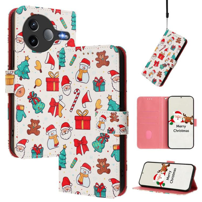 Funda para teléfono de piel con hebilla de la serie navideña y correa de mano., For Xiaomi 15T Pro 5G, For Xiaomi 15T 5G, For Xiaomi 15S Pro 5G, For Xiaomi Poco F7 / Redmi Turbo 4 Pro, For Xiaomi Poco F7 Ultra / Redmi K80 Pro                           ...