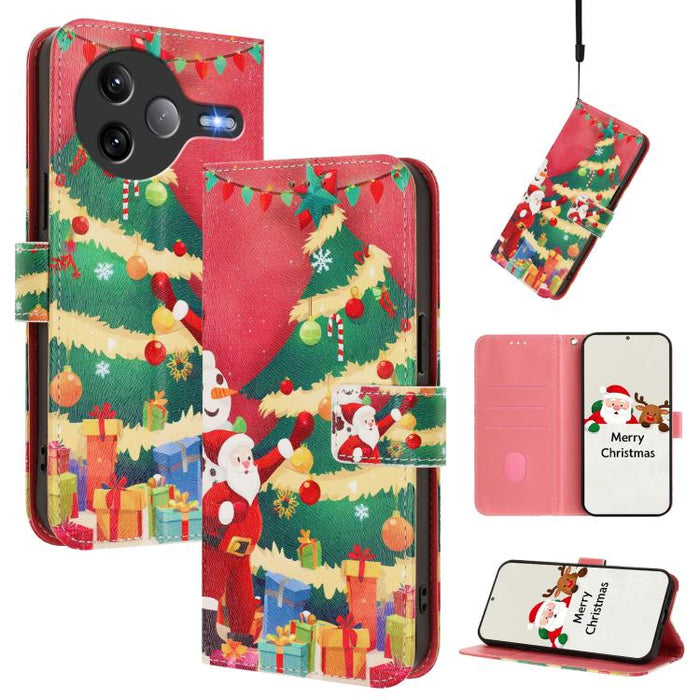 Funda para teléfono de piel con hebilla de la serie navideña y correa de mano., For Xiaomi 15T Pro 5G, For Xiaomi 15T 5G, For Xiaomi 15S Pro 5G, For Xiaomi Poco F7 / Redmi Turbo 4 Pro, For Xiaomi Poco F7 Ultra / Redmi K80 Pro                           ...