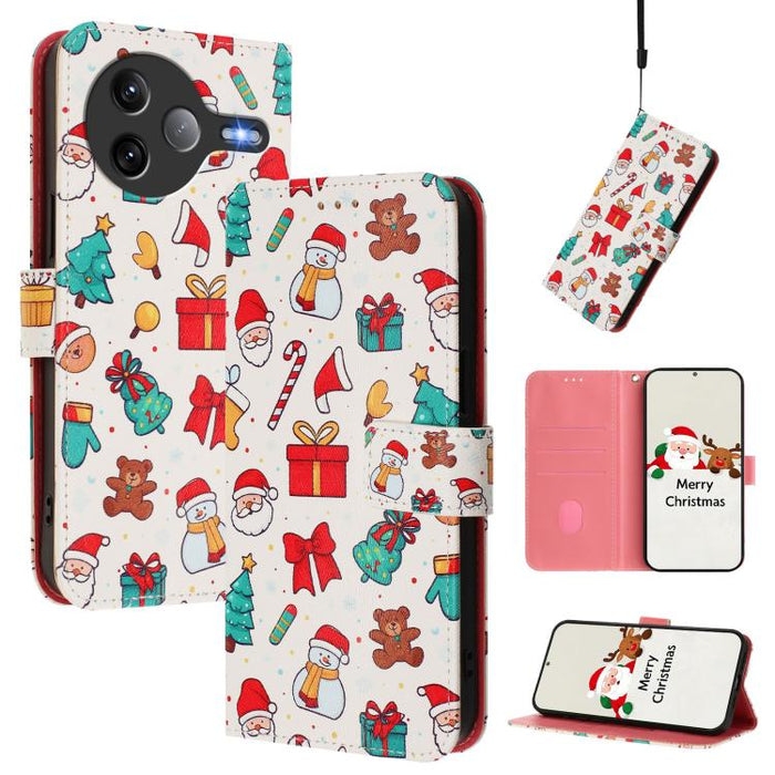 Funda para teléfono de piel con hebilla de la serie navideña y correa de mano., For Xiaomi 15T Pro 5G, For Xiaomi 15T 5G, For Xiaomi 15S Pro 5G, For Xiaomi Poco F7 / Redmi Turbo 4 Pro, For Xiaomi Poco F7 Ultra / Redmi K80 Pro                           ...
