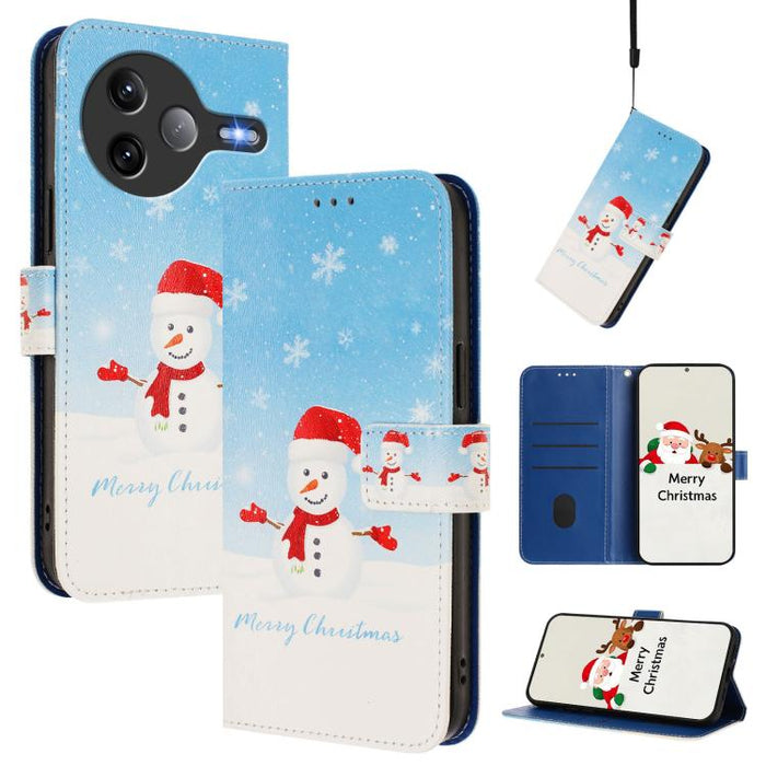 Funda para teléfono de piel con hebilla de la serie navideña y correa de mano., For Xiaomi 15T Pro 5G, For Xiaomi 15T 5G, For Xiaomi 15S Pro 5G, For Xiaomi Poco F7 / Redmi Turbo 4 Pro, For Xiaomi Poco F7 Ultra / Redmi K80 Pro                           ...