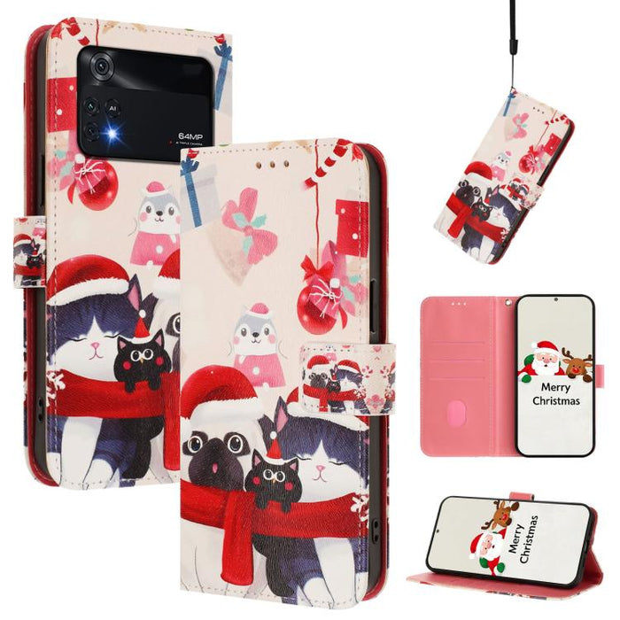 Funda para teléfono de piel con hebilla de la serie navideña y correa de mano., For Xiaomi Poco M4 Pro 4G, For Xiaomi Poco X4 Pro 5G