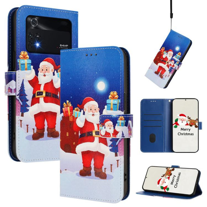 Funda para teléfono de piel con hebilla de la serie navideña y correa de mano., For Xiaomi Poco M4 Pro 4G, For Xiaomi Poco X4 Pro 5G