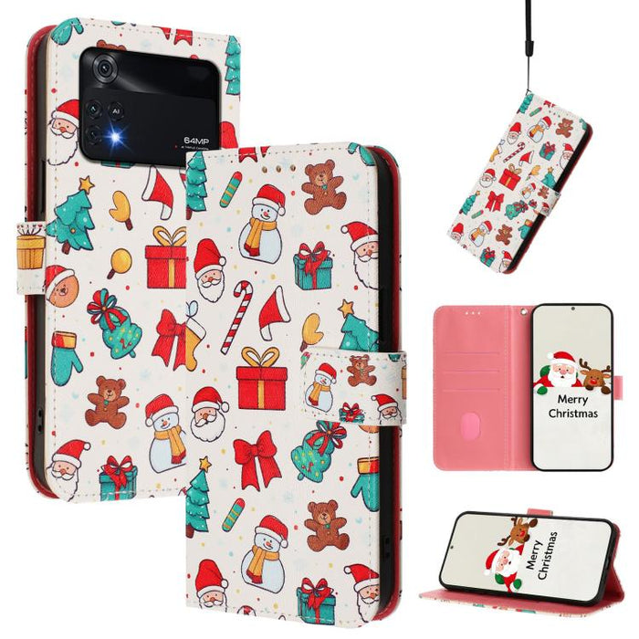 Funda para teléfono de piel con hebilla de la serie navideña y correa de mano., For Xiaomi Poco M4 Pro 4G, For Xiaomi Poco X4 Pro 5G