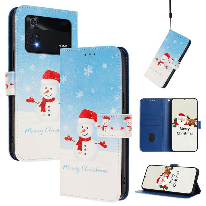 Funda para teléfono de piel con hebilla de la serie navideña y correa de mano., For Xiaomi Poco M4 Pro 4G, For Xiaomi Poco X4 Pro 5G