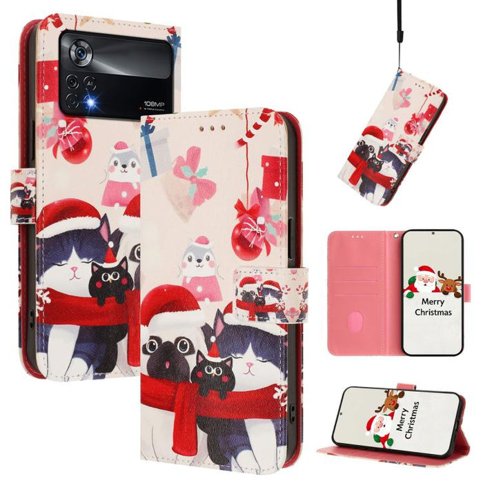 Funda para teléfono de piel con hebilla de la serie navideña y correa de mano., For Xiaomi Poco M4 Pro 4G, For Xiaomi Poco X4 Pro 5G
