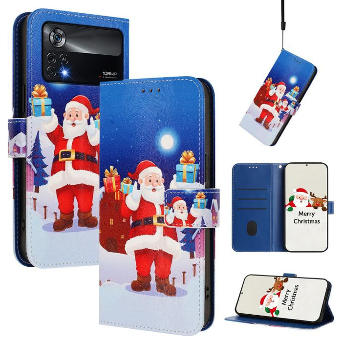 Funda para teléfono de piel con hebilla de la serie navideña y correa de mano., For Xiaomi Poco M4 Pro 4G, For Xiaomi Poco X4 Pro 5G