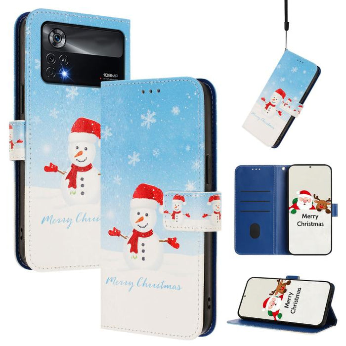 Funda para teléfono de piel con hebilla de la serie navideña y correa de mano., For Xiaomi Poco M4 Pro 4G, For Xiaomi Poco X4 Pro 5G