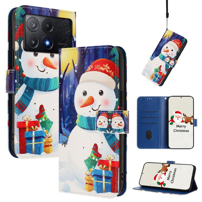 Funda para teléfono de piel con hebilla de la serie navideña y correa de mano., For Xiaomi 15T Pro 5G, For Xiaomi 15T 5G, For Xiaomi 15S Pro 5G, For Xiaomi Poco F7 / Redmi Turbo 4 Pro, For Xiaomi Poco F7 Ultra / Redmi K80 Pro                           ...