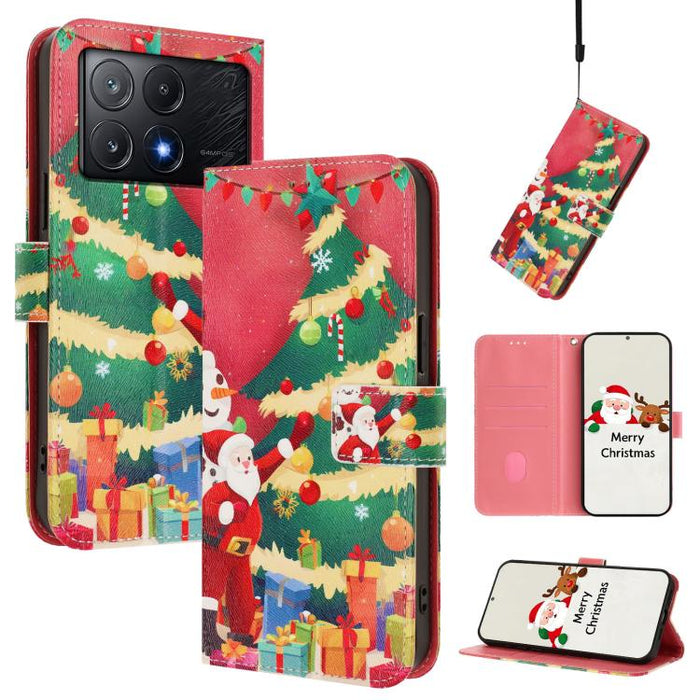 Funda para teléfono de piel con hebilla de la serie navideña y correa de mano., For Xiaomi 15T Pro 5G, For Xiaomi 15T 5G, For Xiaomi 15S Pro 5G, For Xiaomi Poco F7 / Redmi Turbo 4 Pro, For Xiaomi Poco F7 Ultra / Redmi K80 Pro                           ...