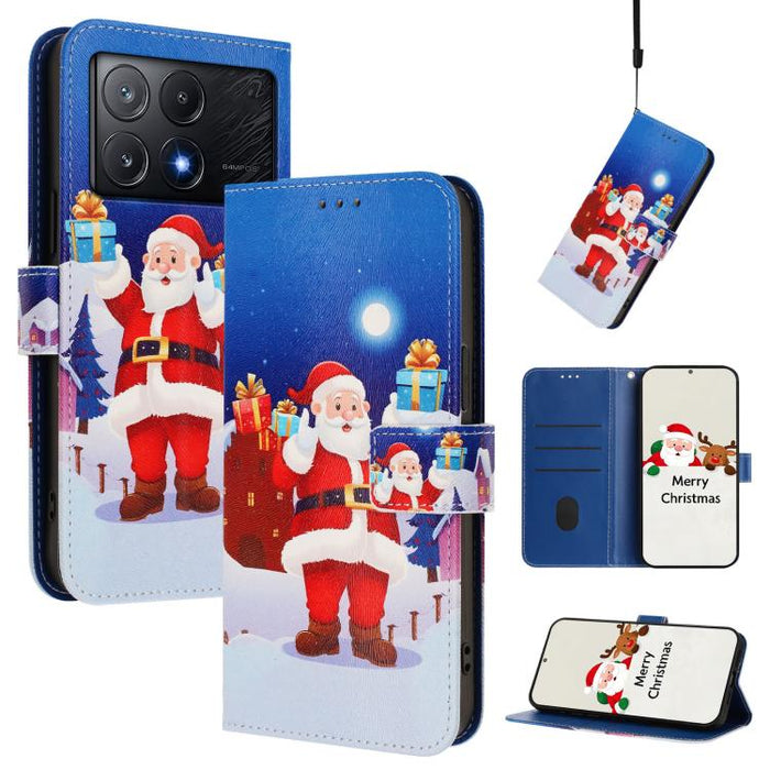 Funda para teléfono de piel con hebilla de la serie navideña y correa de mano., For Xiaomi 15T Pro 5G, For Xiaomi 15T 5G, For Xiaomi 15S Pro 5G, For Xiaomi Poco F7 / Redmi Turbo 4 Pro, For Xiaomi Poco F7 Ultra / Redmi K80 Pro                           ...