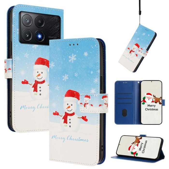 Funda para teléfono de piel con hebilla de la serie navideña y correa de mano., For Xiaomi 15T Pro 5G, For Xiaomi 15T 5G, For Xiaomi 15S Pro 5G, For Xiaomi Poco F7 / Redmi Turbo 4 Pro, For Xiaomi Poco F7 Ultra / Redmi K80 Pro                           ...