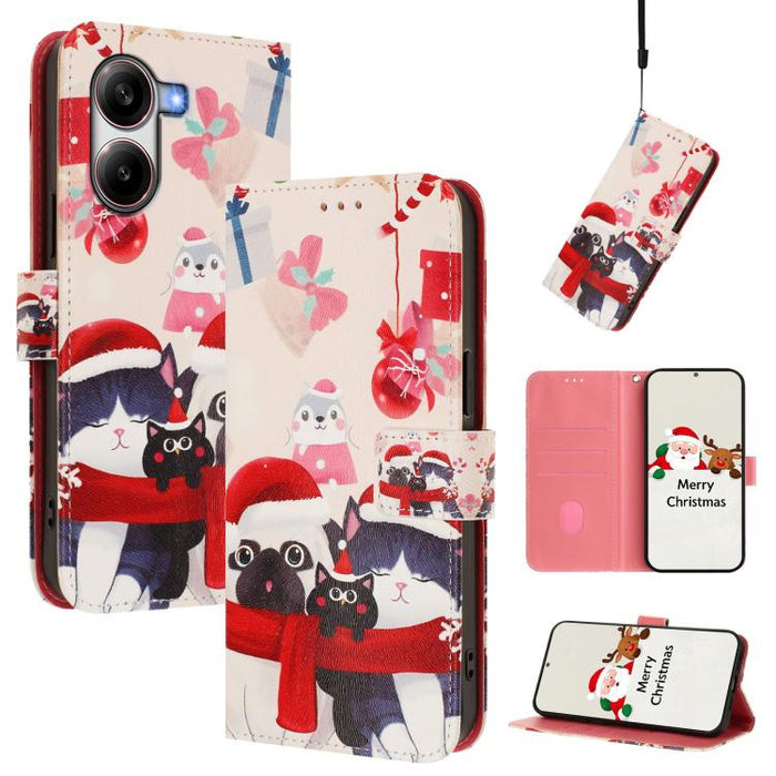 Funda para teléfono de piel con hebilla de la serie navideña y correa de mano., For Xiaomi 15T Pro 5G, For Xiaomi 15T 5G, For Xiaomi 15S Pro 5G, For Xiaomi Poco F7 / Redmi Turbo 4 Pro, For Xiaomi Poco F7 Ultra / Redmi K80 Pro                           ...