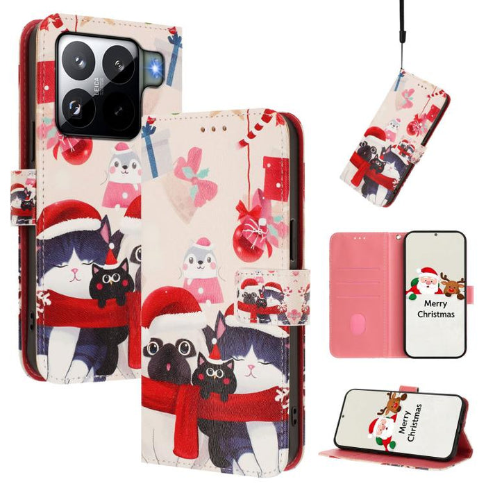 Funda para teléfono de piel con hebilla de la serie navideña y correa de mano., For Xiaomi 15T Pro 5G, For Xiaomi 15T 5G, For Xiaomi 15S Pro 5G, For Xiaomi Poco F7 / Redmi Turbo 4 Pro, For Xiaomi Poco F7 Ultra / Redmi K80 Pro                           ...
