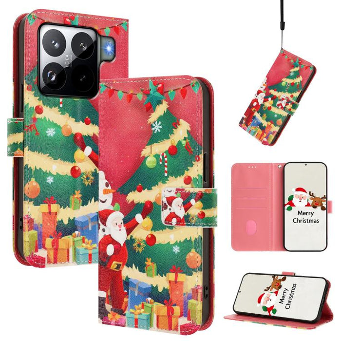 Funda para teléfono de piel con hebilla de la serie navideña y correa de mano., For Xiaomi 15T Pro 5G, For Xiaomi 15T 5G, For Xiaomi 15S Pro 5G, For Xiaomi Poco F7 / Redmi Turbo 4 Pro, For Xiaomi Poco F7 Ultra / Redmi K80 Pro                           ...