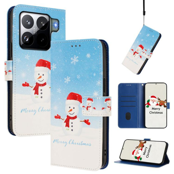 Funda para teléfono de piel con hebilla de la serie navideña y correa de mano., For Xiaomi 15T Pro 5G, For Xiaomi 15T 5G, For Xiaomi 15S Pro 5G, For Xiaomi Poco F7 / Redmi Turbo 4 Pro, For Xiaomi Poco F7 Ultra / Redmi K80 Pro                           ...