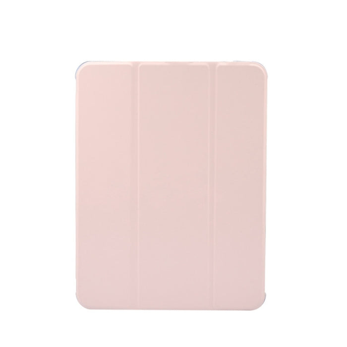 Estuche de cuero de TPU + PU transparente a prueba de golpes con textura de piel prensada eléctrica de 3 pliegues con soporte y ranura para bolígrafo y función de reposo / activación, For iPad Air 2022 / 2020 10.9