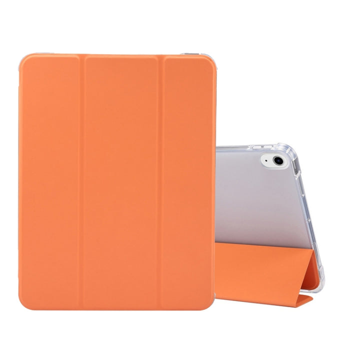 Estuche de cuero de TPU + PU transparente a prueba de golpes con textura de piel prensada eléctrica de 3 pliegues con soporte y ranura para bolígrafo y función de reposo / activación, For iPad Air 2022 / 2020 10.9