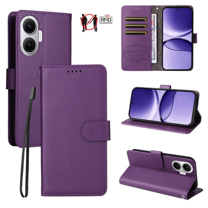 Funda de cuero para teléfono con forma de cartera de 3 tarjetas con bloqueo RFID y textura de lichi, For Redmi K80 / Poco F7 Pro, For Redmi 14C 4G / 5G / 14R / Poco M7, For Redmi Note 14 4G Global 164.84mm, For Redmi Note 14 Pro 5G / 14 Pro+ 5G        ...