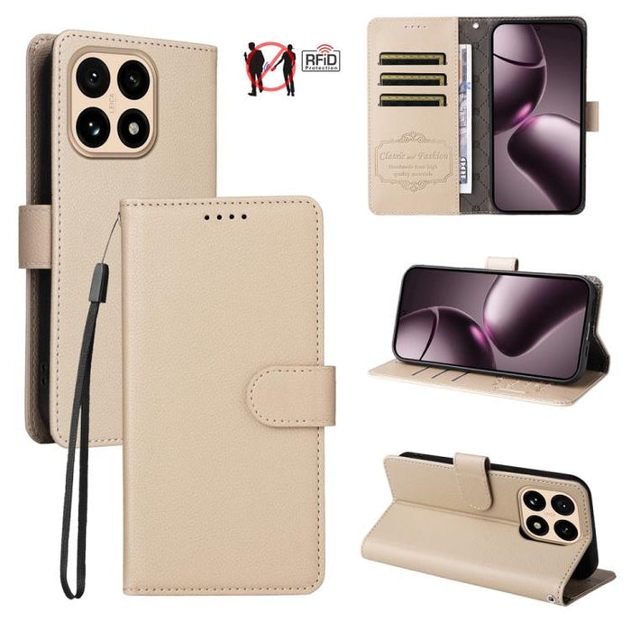 Funda de cuero para teléfono con forma de cartera de 3 tarjetas con bloqueo RFID y textura de lichi, For Xiaomi 17 Max 5G, For Xiaomi 17T Pro 5G, For Xiaomi 17T 5G, For Xiaomi 17 Ultra, For Xiaomi Poco M7 4G 169mm, For Xiaomi Poco M7 4G 171mm          ...