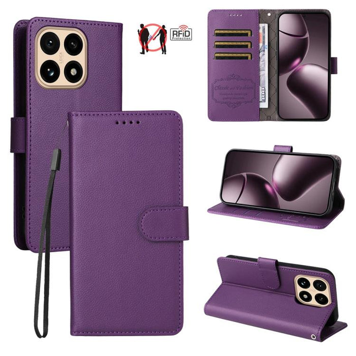 Funda de cuero para teléfono con forma de cartera de 3 tarjetas con bloqueo RFID y textura de lichi, For Xiaomi 17 Max 5G, For Xiaomi 17T Pro 5G, For Xiaomi 17T 5G, For Xiaomi 17 Ultra, For Xiaomi Poco M7 4G 169mm, For Xiaomi Poco M7 4G 171mm          ...