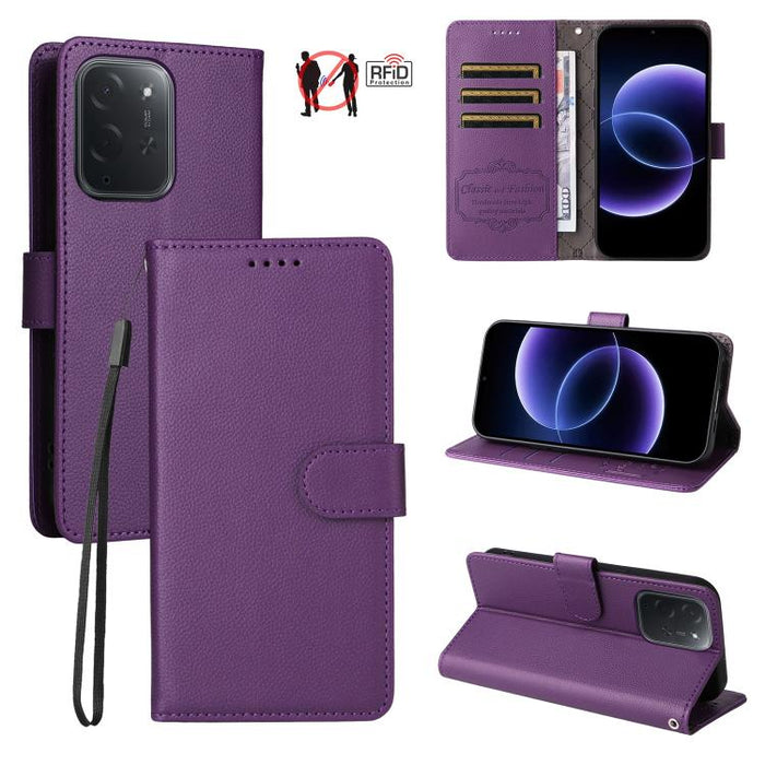 Funda de cuero para teléfono con forma de cartera de 3 tarjetas con bloqueo RFID y textura de lichi, For Xiaomi 17 Max 5G, For Xiaomi 17T Pro 5G, For Xiaomi 17T 5G, For Xiaomi 17 Ultra, For Xiaomi Poco M7 4G 169mm, For Xiaomi Poco M7 4G 171mm          ...