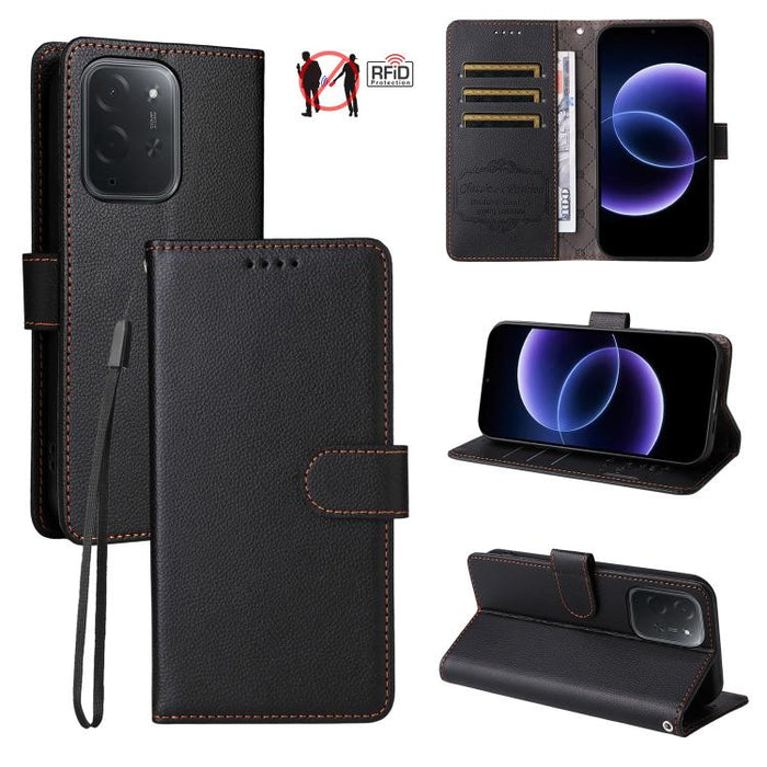 Funda de cuero para teléfono con forma de cartera de 3 tarjetas con bloqueo RFID y textura de lichi, For Xiaomi 17 Max 5G, For Xiaomi 17T Pro 5G, For Xiaomi 17T 5G, For Xiaomi 17 Ultra, For Xiaomi Poco M7 4G 169mm, For Xiaomi Poco M7 4G 171mm          ...