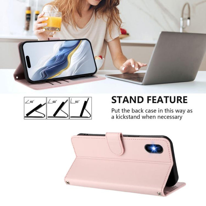 Embossed Heart Cat Leather Phone Case with Hand Strap, For iPhone X / XS, For iPhone XR, For iPhone XS Max, For iPhone 7 Plus / 8 Plus