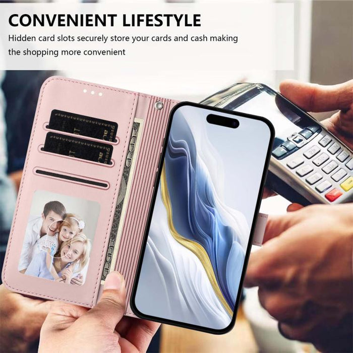 Embossed Heart Cat Leather Phone Case with Hand Strap, For iPhone X / XS, For iPhone XR, For iPhone XS Max, For iPhone 7 Plus / 8 Plus