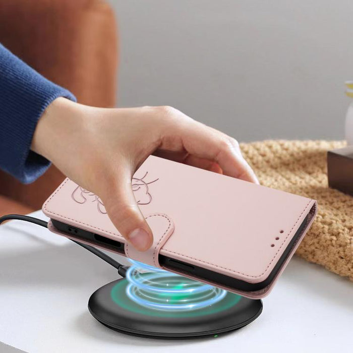 Embossed Heart Cat Leather Phone Case with Hand Strap, For iPhone X / XS, For iPhone XR, For iPhone XS Max, For iPhone 7 Plus / 8 Plus