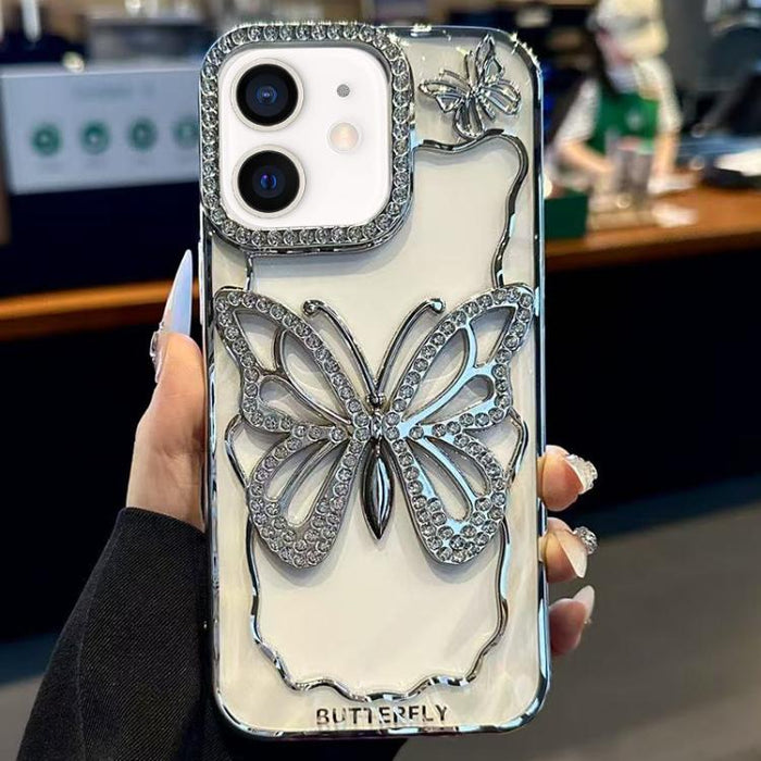 Funda para teléfono de TPU con diseño de mariposa hueca galvanizada, For iPhone 11 Pro Max, For iPhone 11