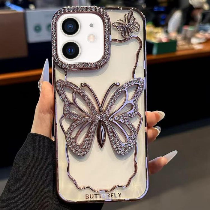 Funda para teléfono de TPU con diseño de mariposa hueca galvanizada, For iPhone 11 Pro Max, For iPhone 11