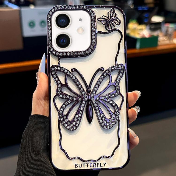 Funda para teléfono de TPU con diseño de mariposa hueca galvanizada, For iPhone 11 Pro Max, For iPhone 11