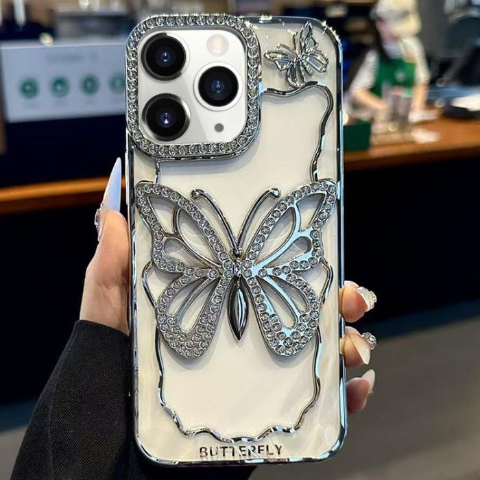 Funda para teléfono de TPU con diseño de mariposa hueca galvanizada, For iPhone 11 Pro Max, For iPhone 11