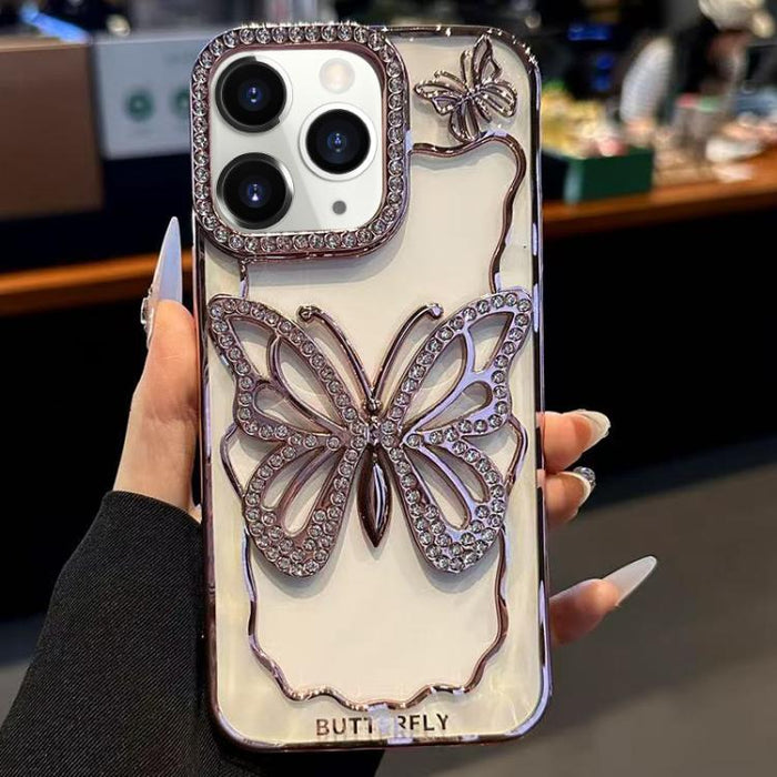 Funda para teléfono de TPU con diseño de mariposa hueca galvanizada, For iPhone 11 Pro Max, For iPhone 11