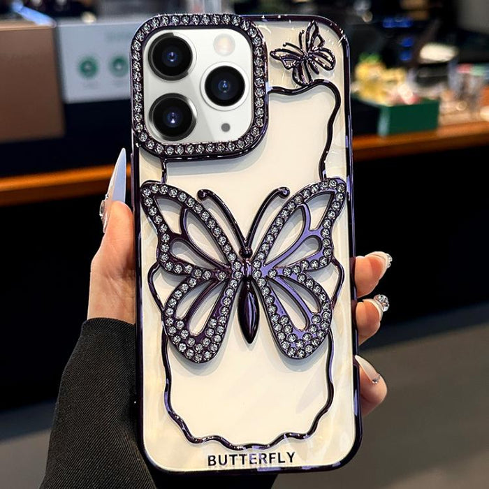 Funda para teléfono de TPU con diseño de mariposa hueca galvanizada, For iPhone 11 Pro Max, For iPhone 11
