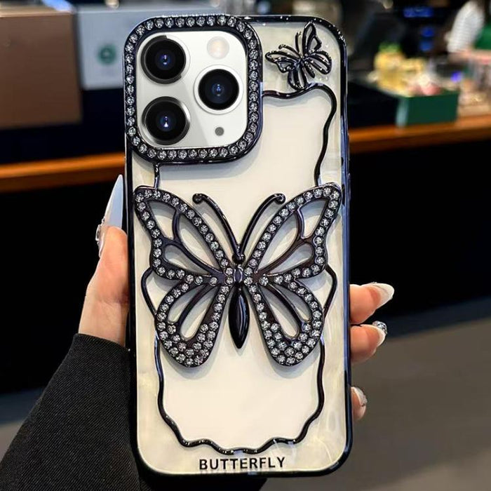 Funda para teléfono de TPU con diseño de mariposa hueca galvanizada, For iPhone 11 Pro Max, For iPhone 11