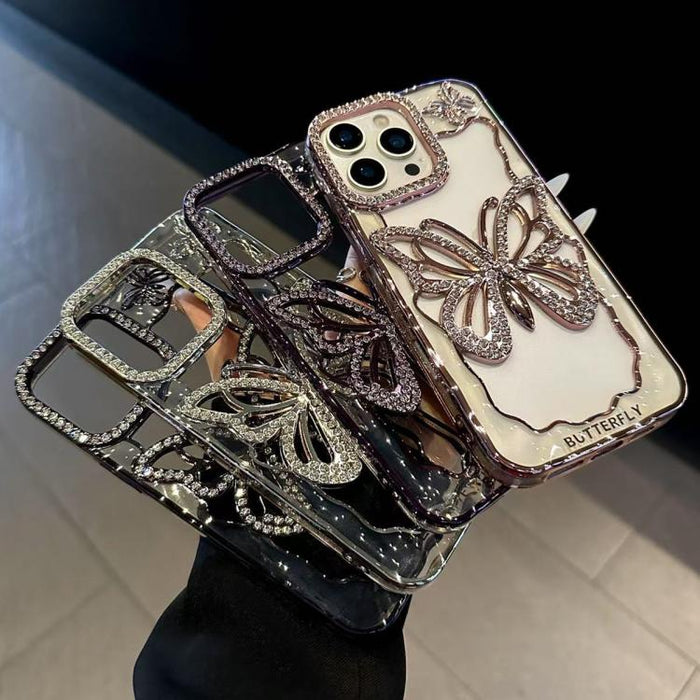 Funda para teléfono de TPU con diseño de mariposa hueca galvanizada, For iPhone 11 Pro Max, For iPhone 11