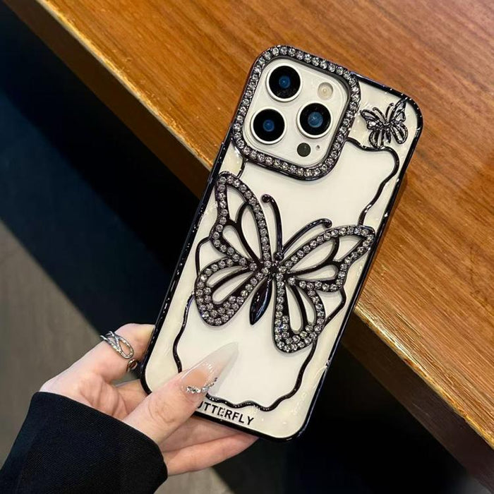 Funda para teléfono de TPU con diseño de mariposa hueca galvanizada, For iPhone 11 Pro Max, For iPhone 11