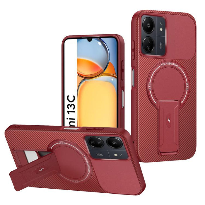 Funda para teléfono MagSafe con textura de fibra de carbono y soporte, For Redmi K90 Pro Max / Poco F8 Ultra, For Redmi 15C 5G / 4G EU 173mm, For Redmi 15 5G Global / 15 4G SEA 169mm, For Redmi 15 5G / 4G EU 171mm, For Redmi 15C 5G / 4G Global 171mm   ...