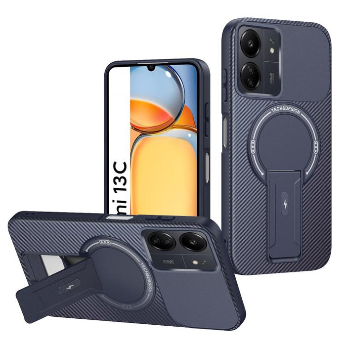 Funda para teléfono MagSafe con textura de fibra de carbono y soporte, For Redmi K90 Pro Max / Poco F8 Ultra, For Redmi 15C 5G / 4G EU 173mm, For Redmi 15 5G Global / 15 4G SEA 169mm, For Redmi 15 5G / 4G EU 171mm, For Redmi 15C 5G / 4G Global 171mm   ...