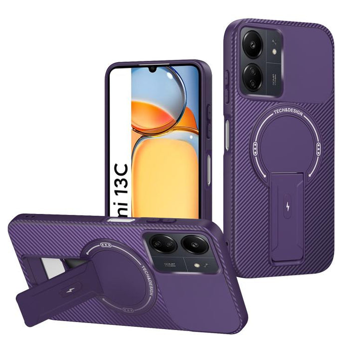 Funda para teléfono MagSafe con textura de fibra de carbono y soporte, For Redmi K90 Pro Max / Poco F8 Ultra, For Redmi 15C 5G / 4G EU 173mm, For Redmi 15 5G Global / 15 4G SEA 169mm, For Redmi 15 5G / 4G EU 171mm, For Redmi 15C 5G / 4G Global 171mm   ...