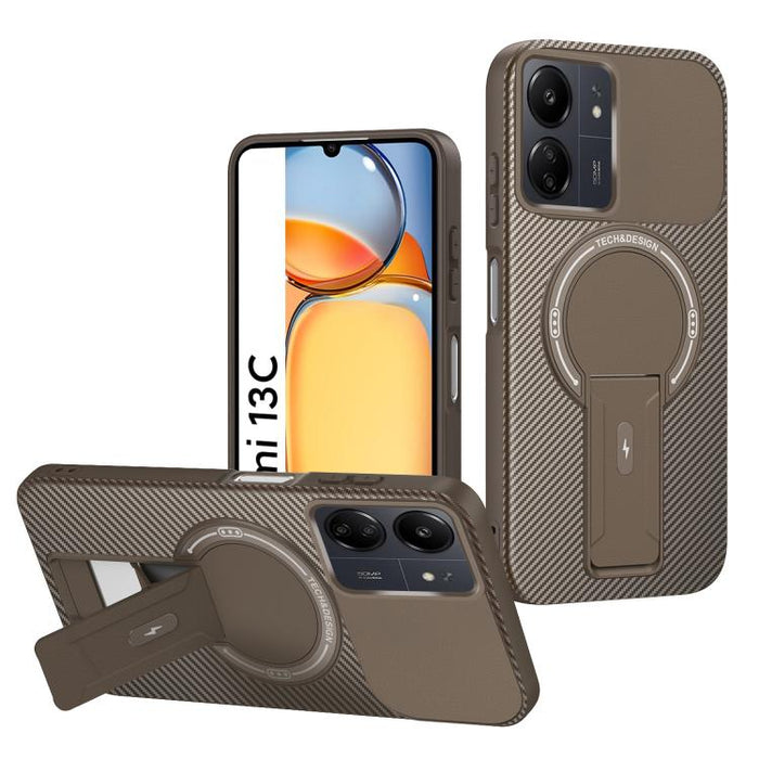 Funda para teléfono MagSafe con textura de fibra de carbono y soporte, For Redmi K90 Pro Max / Poco F8 Ultra, For Redmi 15C 5G / 4G EU 173mm, For Redmi 15 5G Global / 15 4G SEA 169mm, For Redmi 15 5G / 4G EU 171mm, For Redmi 15C 5G / 4G Global 171mm   ...