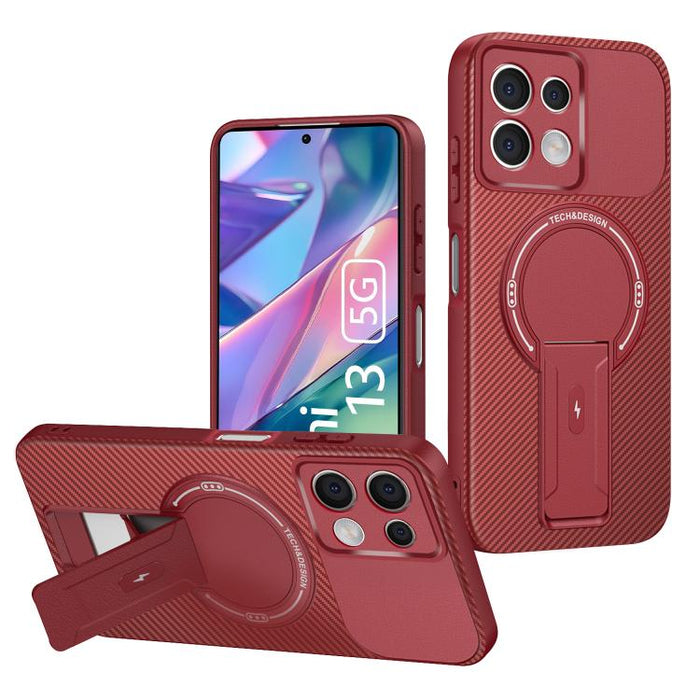 Funda para teléfono MagSafe con textura de fibra de carbono y soporte, For Redmi K90 Pro Max / Poco F8 Ultra, For Redmi 15C 5G / 4G EU 173mm, For Redmi 15 5G Global / 15 4G SEA 169mm, For Redmi 15 5G / 4G EU 171mm, For Redmi 15C 5G / 4G Global 171mm   ...