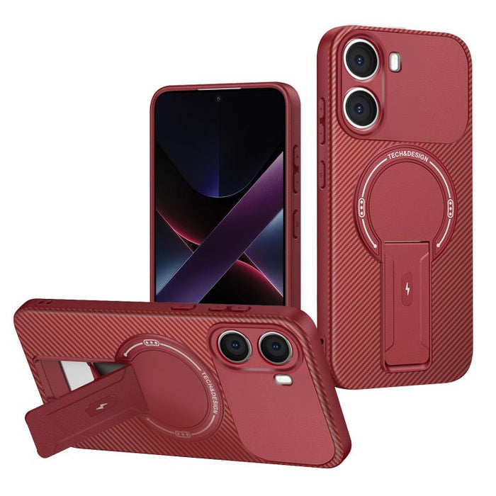 Funda para teléfono MagSafe con textura de fibra de carbono y soporte, For Redmi K90 Pro Max / Poco F8 Ultra, For Redmi 15C 5G / 4G EU 173mm, For Redmi 15 5G Global / 15 4G SEA 169mm, For Redmi 15 5G / 4G EU 171mm, For Redmi 15C 5G / 4G Global 171mm   ...