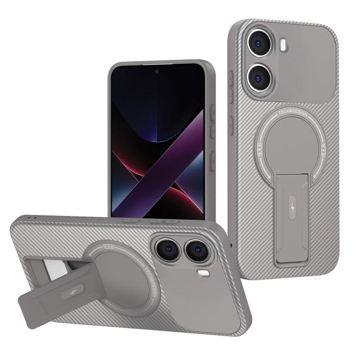 Funda para teléfono MagSafe con textura de fibra de carbono y soporte, For Redmi K90 Pro Max / Poco F8 Ultra, For Redmi 15C 5G / 4G EU 173mm, For Redmi 15 5G Global / 15 4G SEA 169mm, For Redmi 15 5G / 4G EU 171mm, For Redmi 15C 5G / 4G Global 171mm   ...