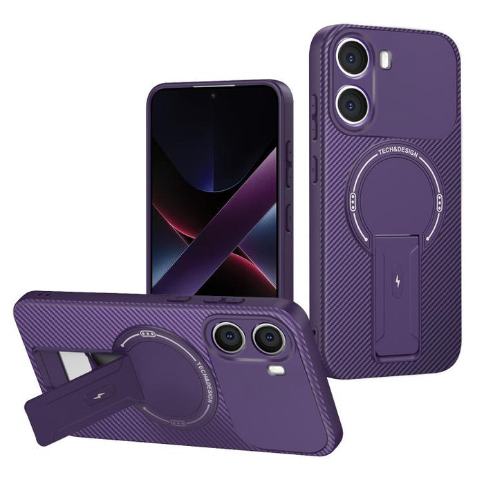 Funda para teléfono MagSafe con textura de fibra de carbono y soporte, For Redmi K90 Pro Max / Poco F8 Ultra, For Redmi 15C 5G / 4G EU 173mm, For Redmi 15 5G Global / 15 4G SEA 169mm, For Redmi 15 5G / 4G EU 171mm, For Redmi 15C 5G / 4G Global 171mm   ...